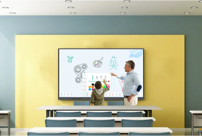 Whiteboarding on interactive display in classroom