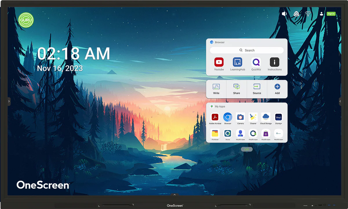 Home screen for TL7 display.