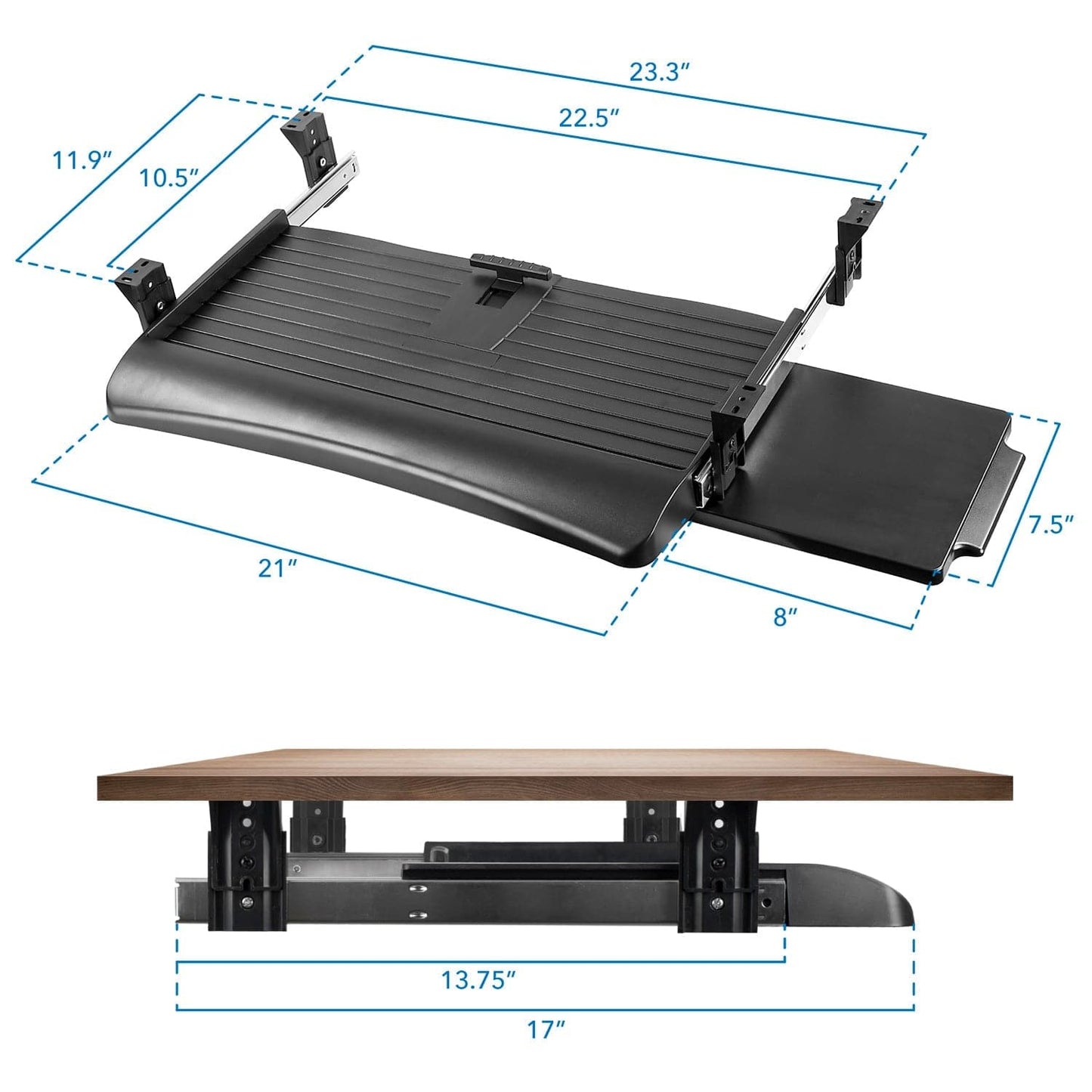 Under Desk Keyboard Drawer with Mouse Platform