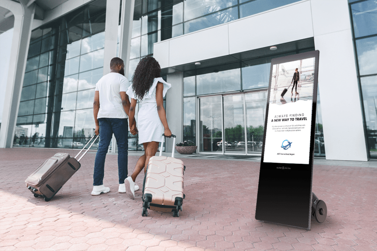 Mobile outdoor digital poster for displaying information at airport