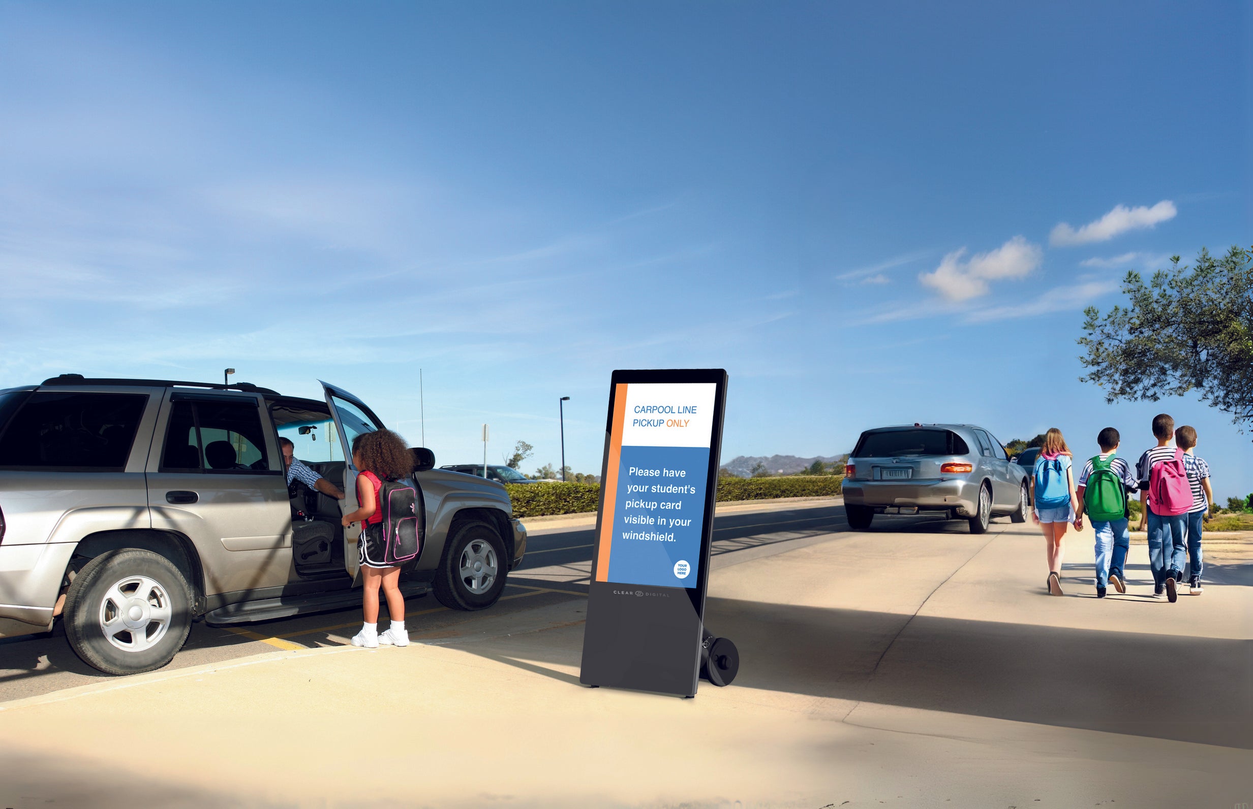 Evo Tall Digital Signage at School