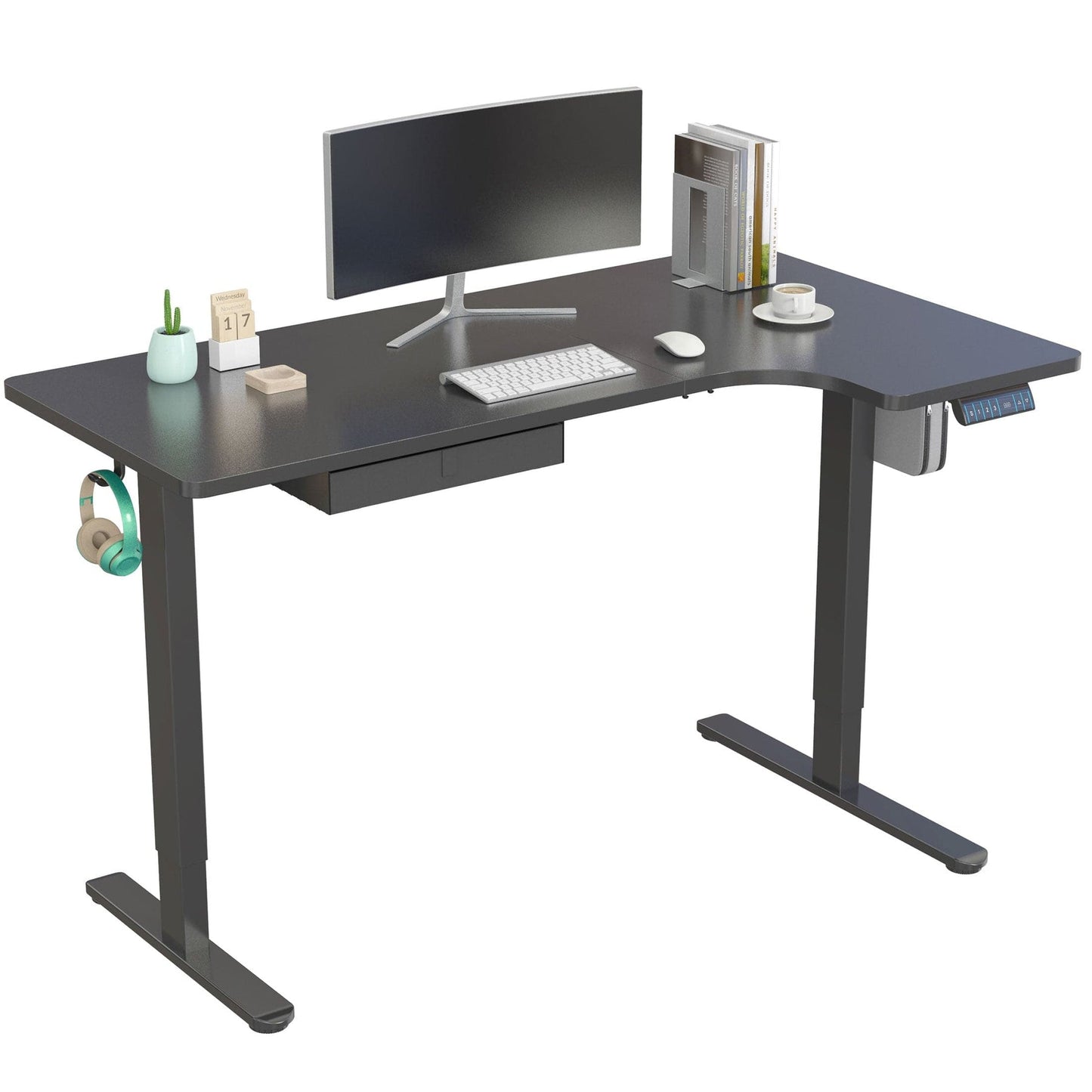 Desk in use with computer