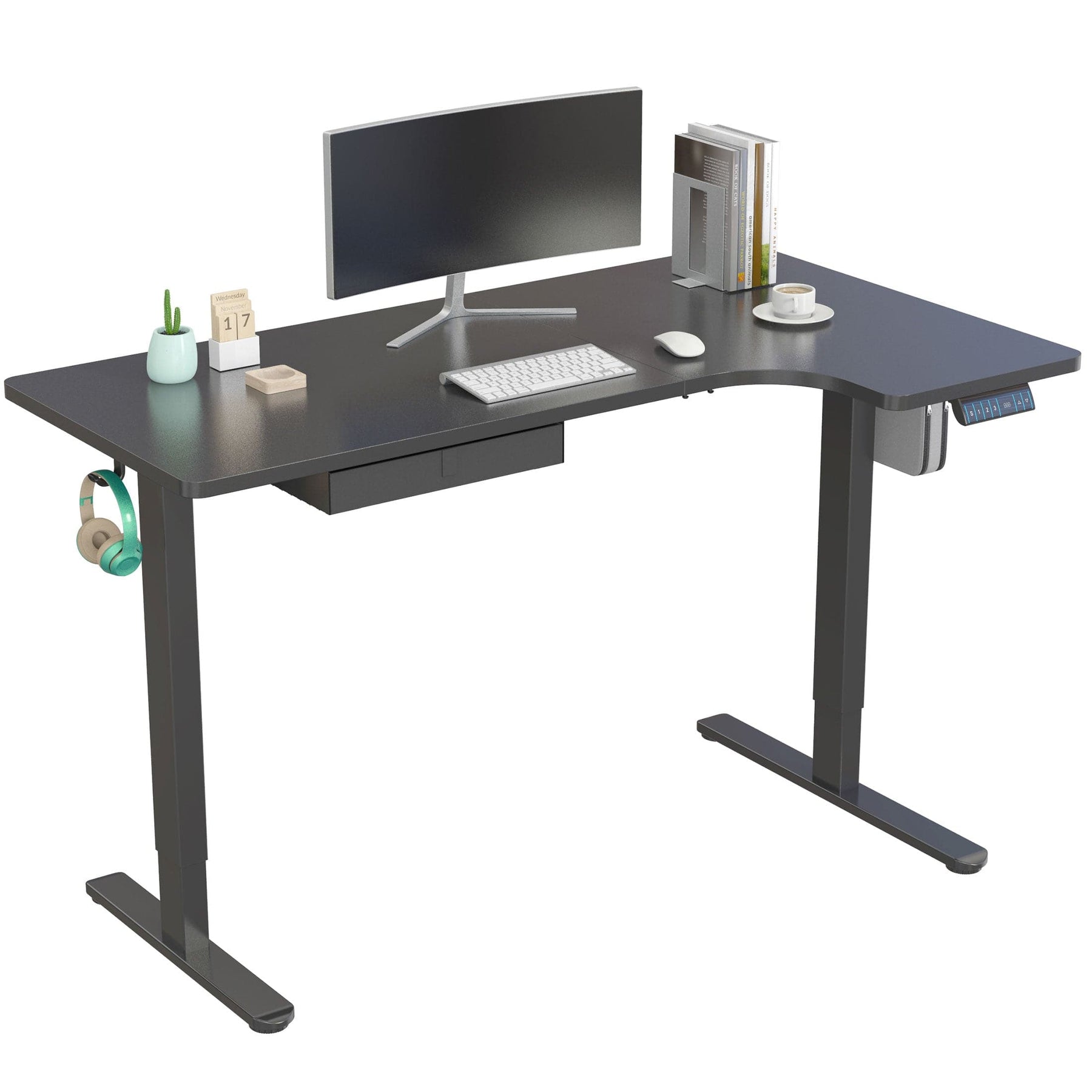Desk in use with computer