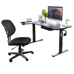 chair with desk and desktop