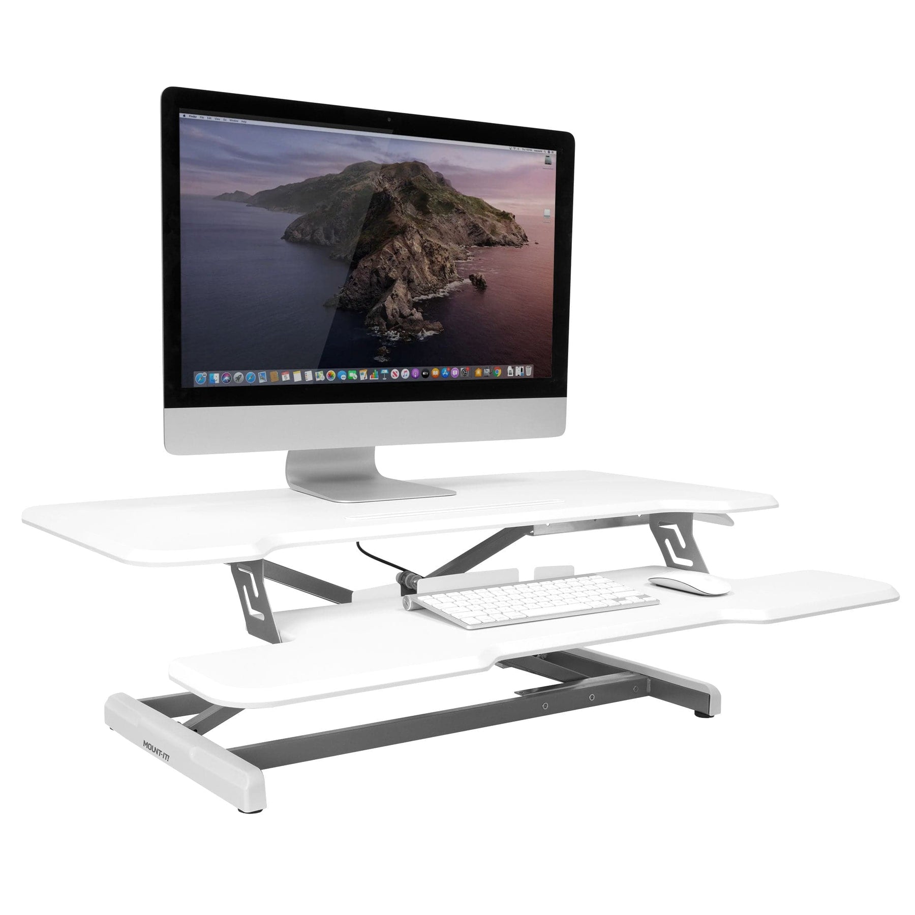 white desk convert sit-stand