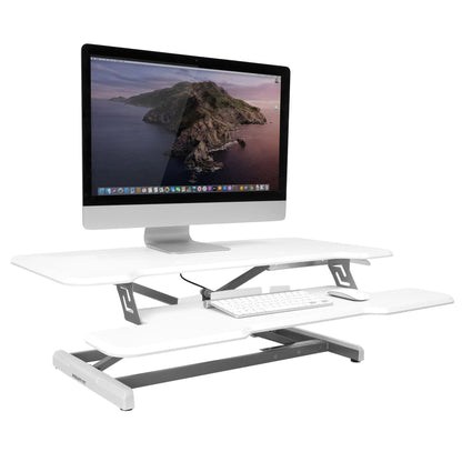 white desk convert sit-stand