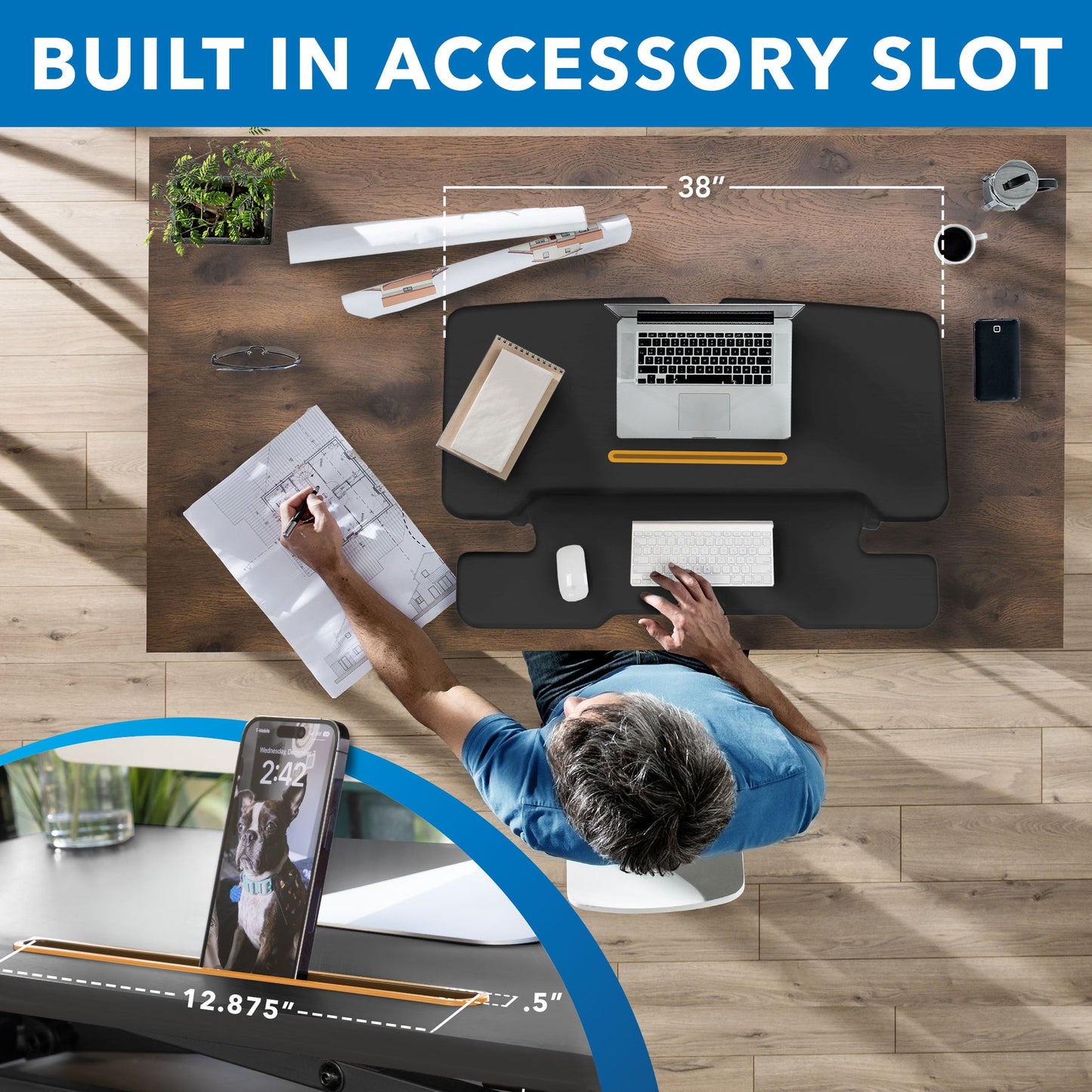 Standing Desk Converter with 38" Desktop