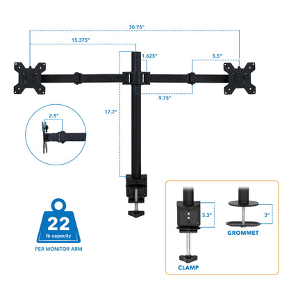 Full Motion Dual Monitor Desk Mount