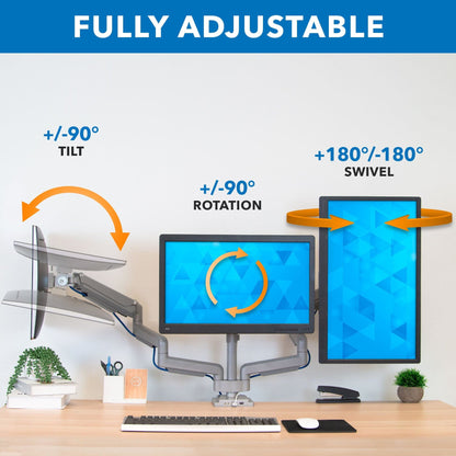 Triple Monitor Desk Mount w/ USB, USB-C & Audio Ports