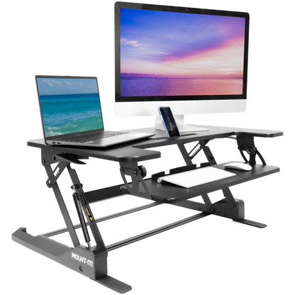 Wide Standing Desk Converter with Gas Spring