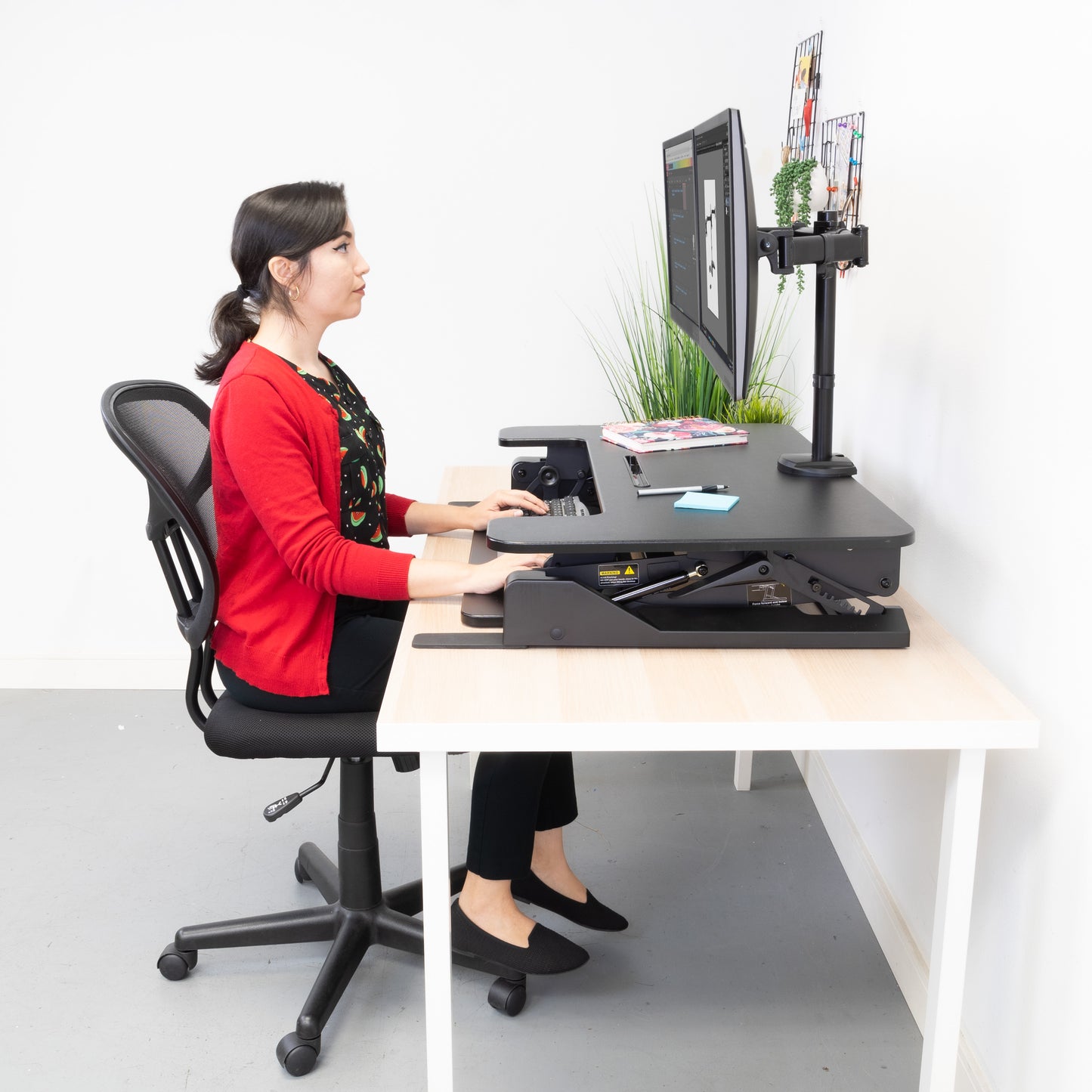 Sit-Stand Desk Converter with Dual Monitor Mount