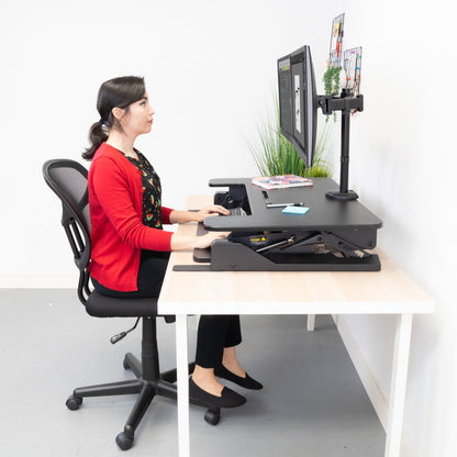Sit-Stand Desk Converter with Dual Monitor Mount