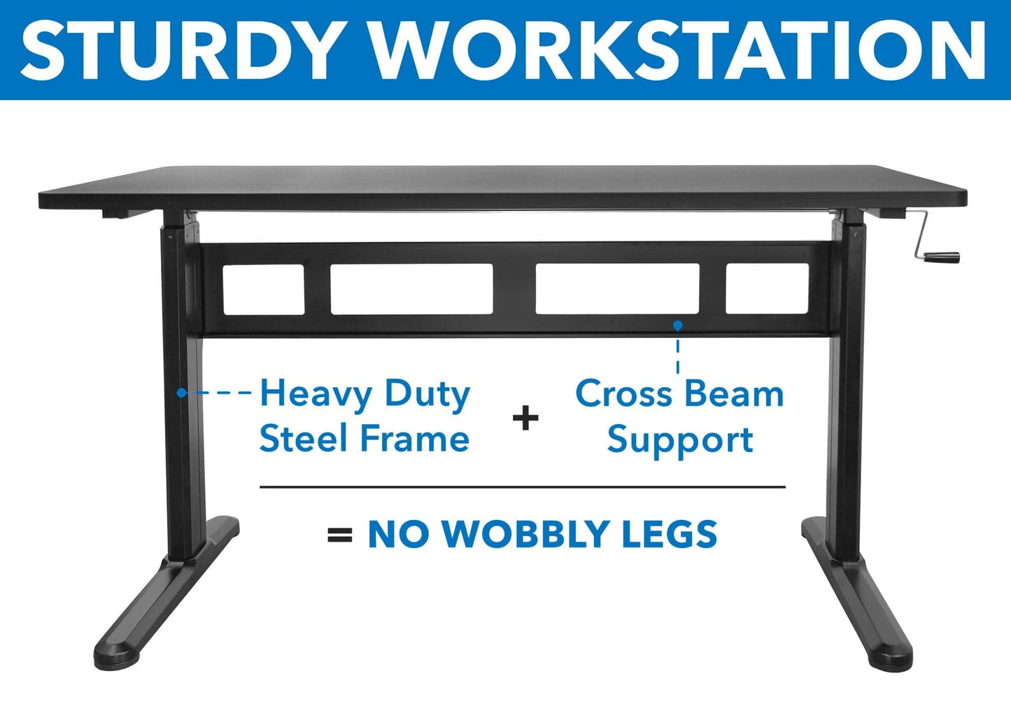 Hand Crank Standing Desk with 55" Tabletop