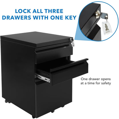 Slim Rolling File Cabinet with 3 Drawers