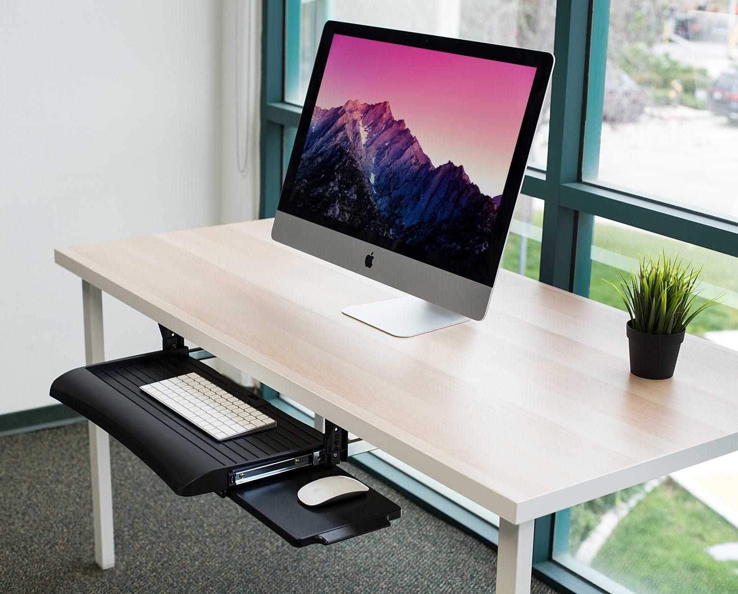 space saving desk with computer