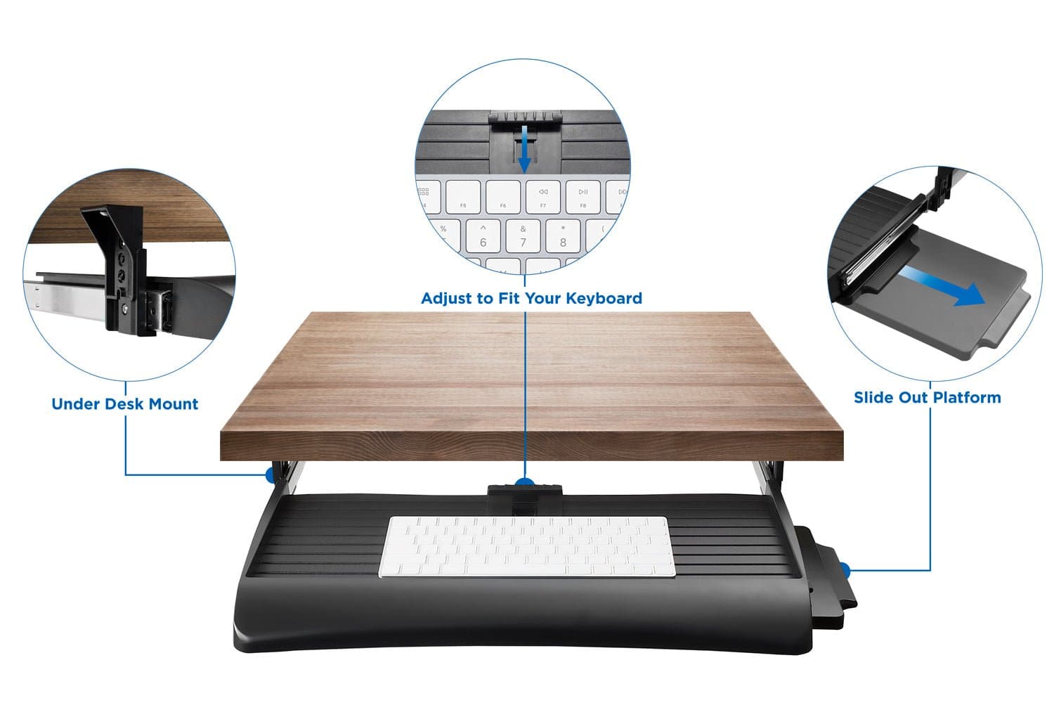 Under Desk Keyboard Drawer with Mouse Platform