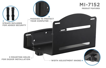 Wall Mounted CPU Holder with Secure Straps