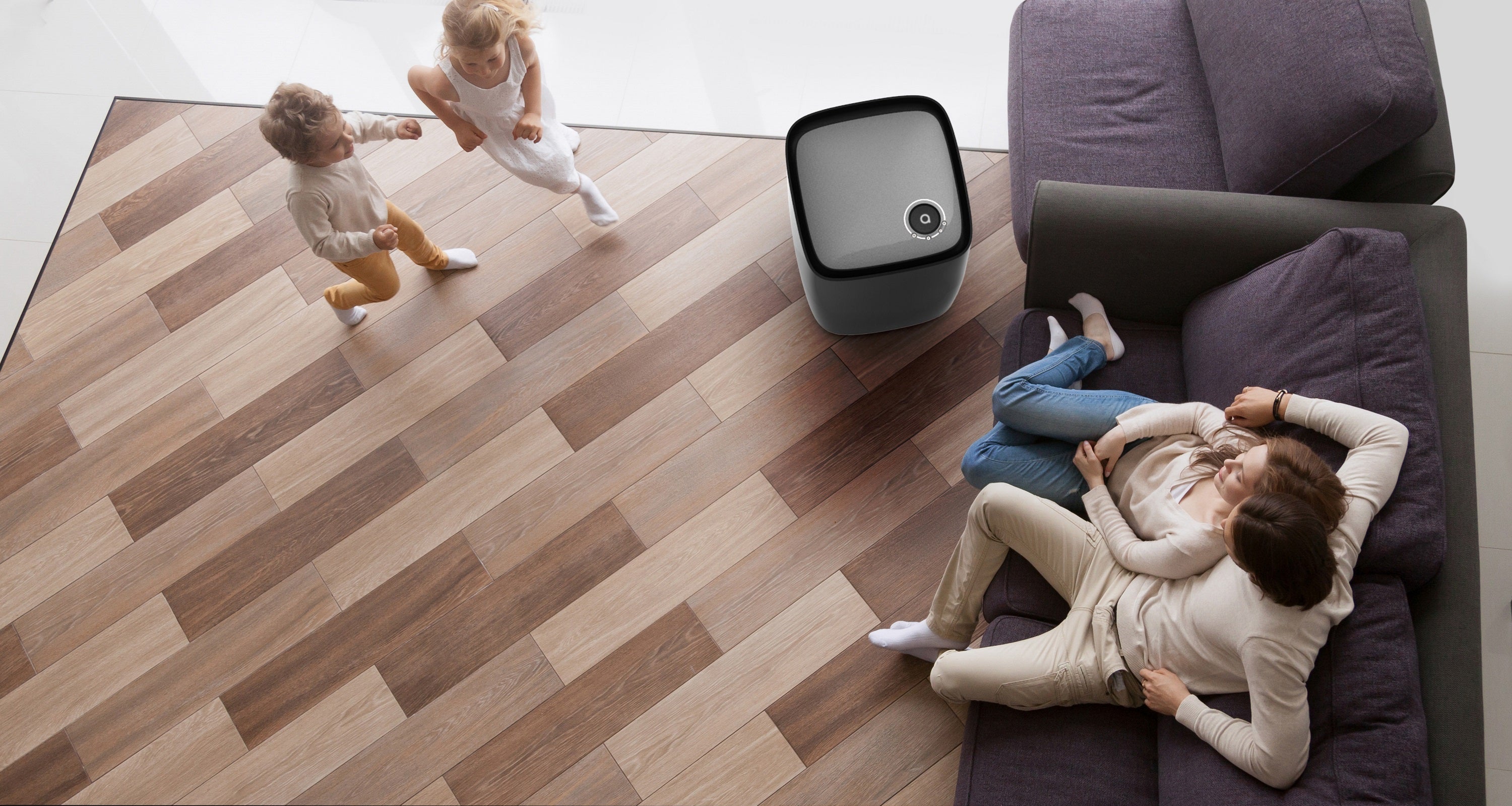 iRobot air filter in a living room