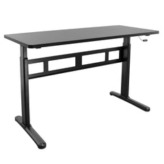 Hand crank standing desk with fifty-five inch tabletop