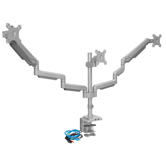 Triple Monitor Desk Mount w/ USB, USB-C & Audio Ports